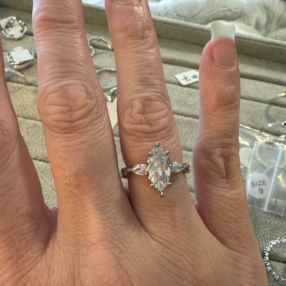 Sterling Silver Marquise CZ Cut Ring
